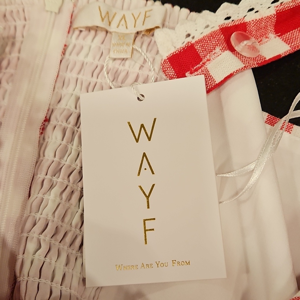 πWAYF x Styled Coco!π Gracie Gingham Linen-Blend Midi Dress Red Gingham XL NWT - Picture 15 of 16